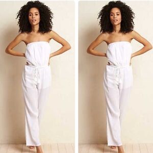 Aerie White Strapless Jumpsuit with Wide-Leg Design- Size XS